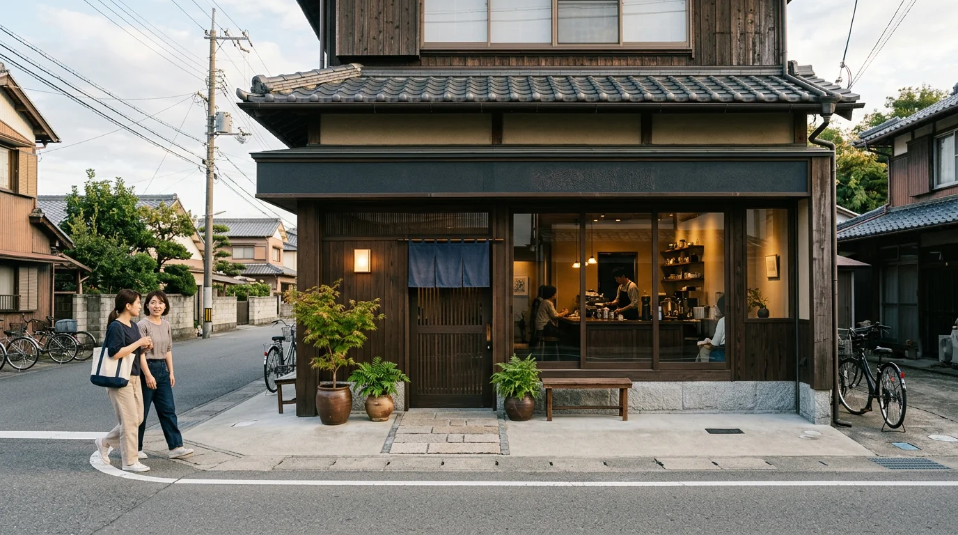 徳島県小松島市にあるカフェの落ち着いた外観